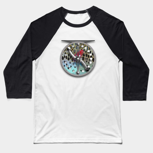 Fly Fishing Trout Camo Baseball T-Shirt by MikaelJenei